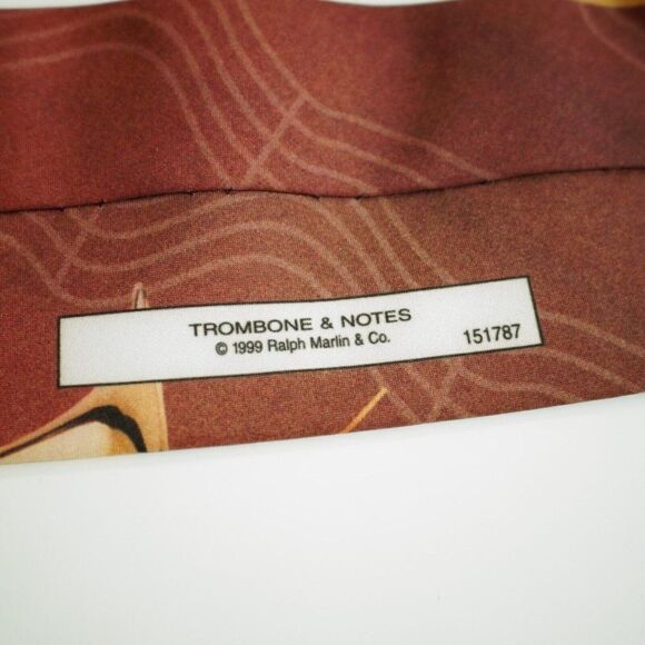 Ralph Marlin Trombone & Notes Brown Black Print Polyester Tie - Picture 5 of 8
